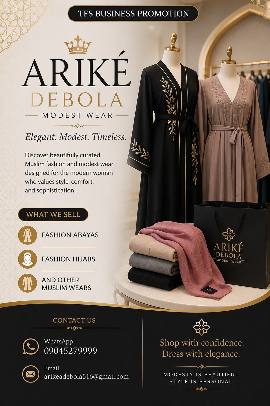 Arike Adebola Modest Wear business promotion